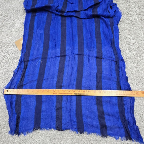 Habitat Clothes To Live In Royal Blue Striped Linen Modal Scarf Coastal Resort - Picture 5 of 7